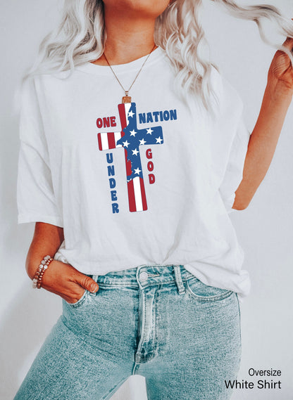 4th of July Tank Tops,Christian One Nation Under God Shirt,USA American Flag Tanks,Cross America Tank,Freedom Racer Back,Big Star Tee ,C6960