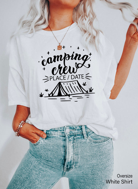 Custom Camping Shirt, Camp Group Shirts, Personalize Date Name Place, Campfire Friends and Drinks, Camper Outfit, C6777