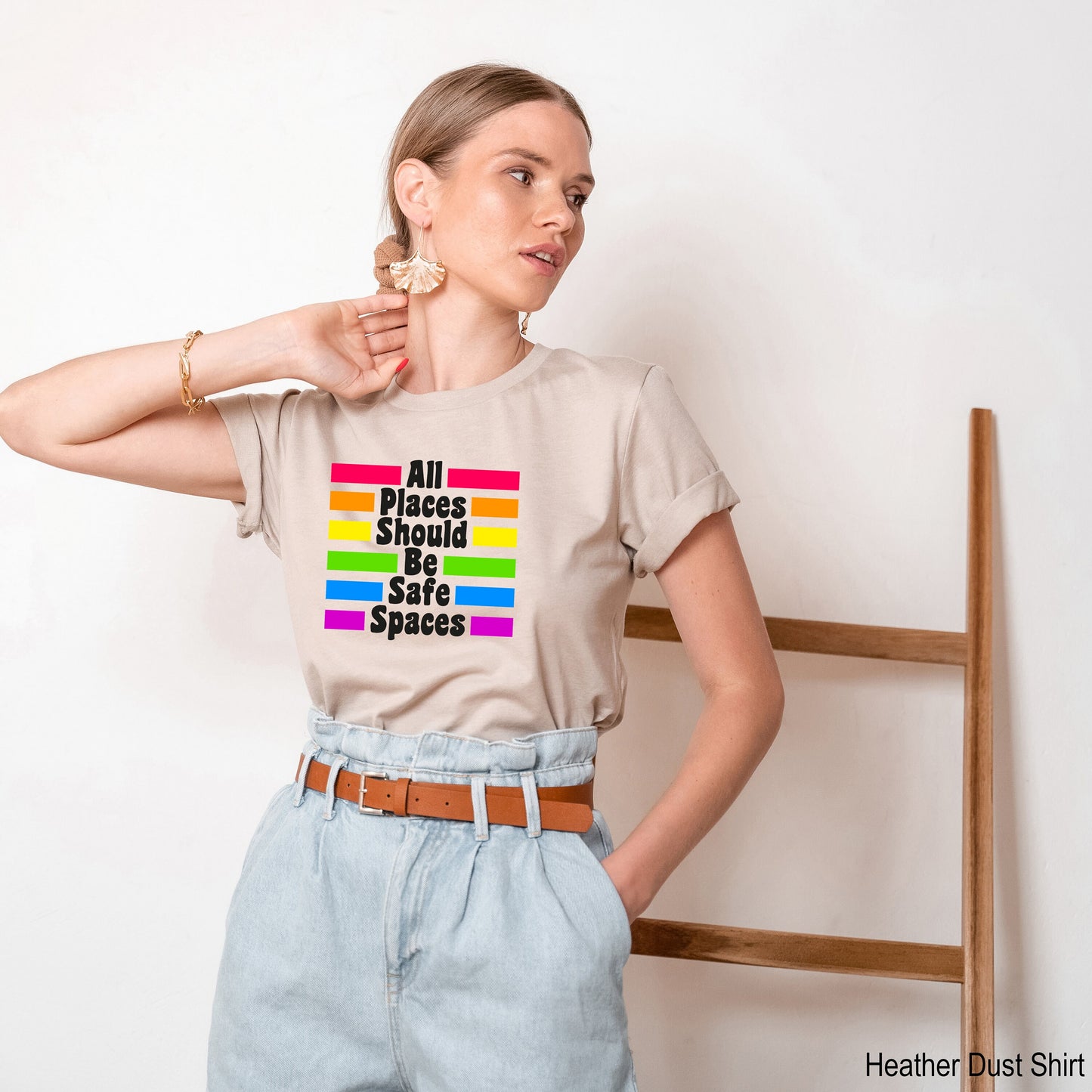 Gay Pride Shirt, All Places Should Be Safe Spaces, LGBT Shirt, LGBT Ally Shirt, Lesbian Pride, Rainbow Shirt, LGBT Gift, Gay Rights, C7003