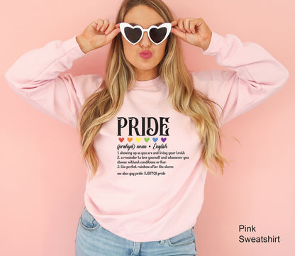 Pride Definition, Pride Hoodie, Transgender Pride Sweatshirt, Lgbt Pride Hoodie,  Rainbow Flag Sweatshirt, Lesbian Pride Sweatshirt, C7009