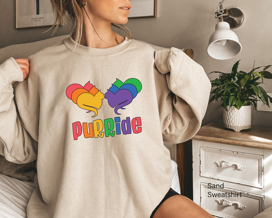 Purride Gay Pride Cat Sweatshirt, LGBT Hoodie, Pride Sweatshirt, Rainbow Pride Sweatshirt, Lesbian Hoodie, Gay Pride LGBTQ Gift, C7013