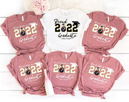 Custom Graduation Shirts,Class of 2022 Family Shirts Add The Photo Graduation T-Shirt,Proud Mom of a 2022 Graduate Tee,Glad Gift,C6927