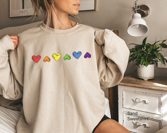 Rainbow Heart Sweatshirt, Pride Hoodie, Perfect Gift, LGBT Hoodie, Pride Rainbow Sweatshirt, Trans Hoodie, Pride LGBT Sweatshirt, C7017