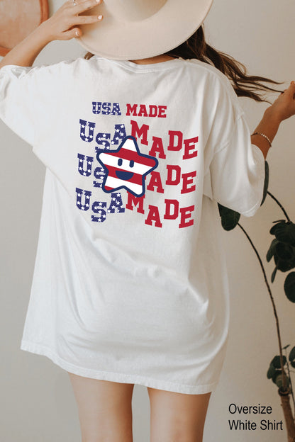 Made in the USA Shirt,USA Star,July 4th,America Flag T-shirt,USA Smiley Tee,Fourth of July Party Shirt,Memorial Day Shirt,Patriotic,C6839