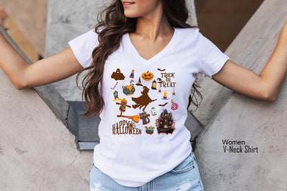 Halloween Shirt,Vintage Trick or Treat T-Shirt,Happy Halloween Racerback,Spooky Season Tshirt,Witch Tee,Halloween Party Costume Tshirt,C7022
