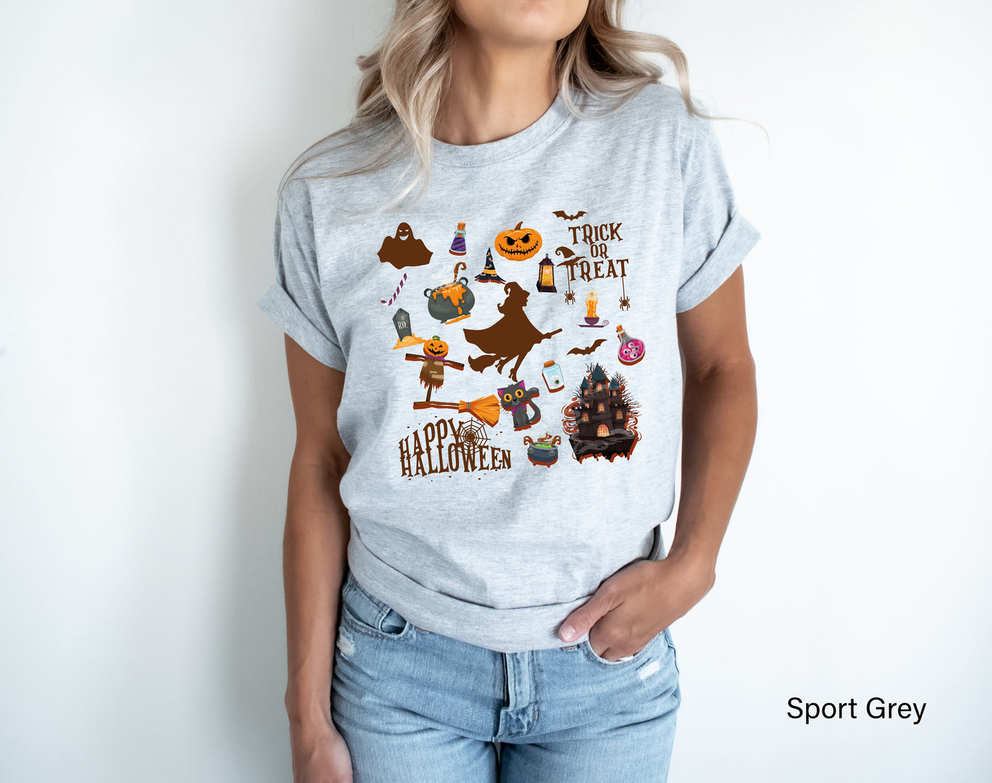 Halloween Shirt,Vintage Trick or Treat T-Shirt,Happy Halloween Racerback,Spooky Season Tshirt,Witch Tee,Halloween Party Costume Tshirt,C7022