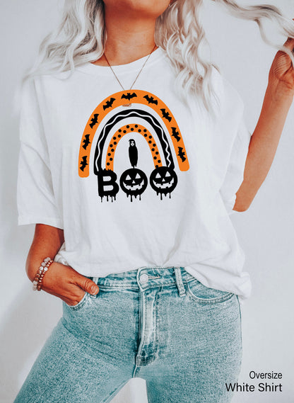 Halloween Boo Shirt,Halloween Rainbow shirt,Halloween Party, Halloween Spooky Shirt,  Shirt,Halloween Funny Tee, C6111
