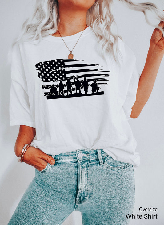 Patriotic Soldier American Flag Shirt, USA Patriotic Military Adult, American Flag T-Shirt, United States Patriotic, Army Style, C5791