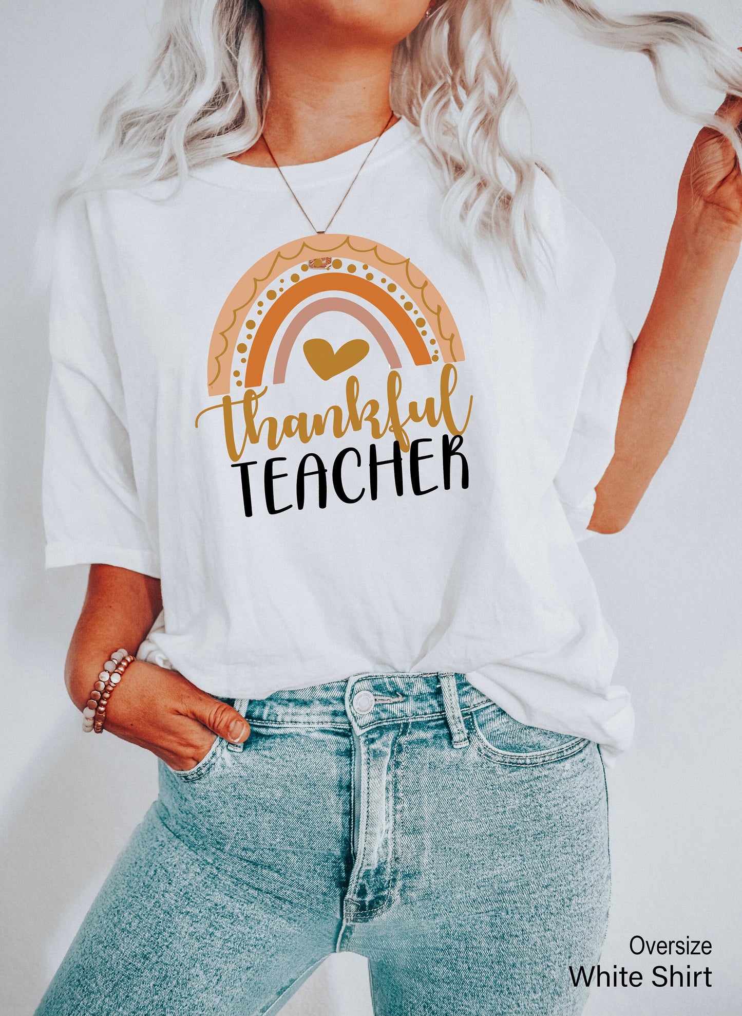 Thankful Rainbow Teacher Shirt, Thankful Shirt,Thanksgiving Shirt,Thanksgiving Tee, Grateful Shirt, Fall Shirt, Fall Teacher Shirt,C6085
