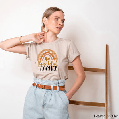 Thankful Rainbow Teacher Shirt, Thankful Shirt,Thanksgiving Shirt,Thanksgiving Tee, Grateful Shirt, Fall Shirt, Fall Teacher Shirt,C6085