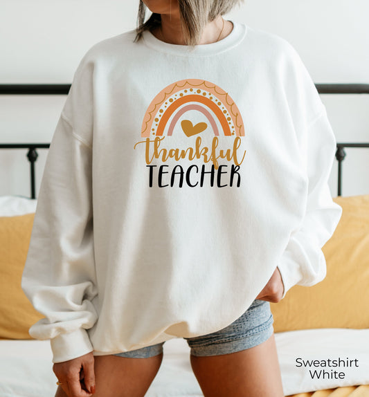 Thankful Rainbow Teacher Shirt, Thankful Shirt,Thanksgiving Shirt,Thanksgiving Tee, Grateful Shirt, Fall Shirt, Fall Teacher Shirt,C6085