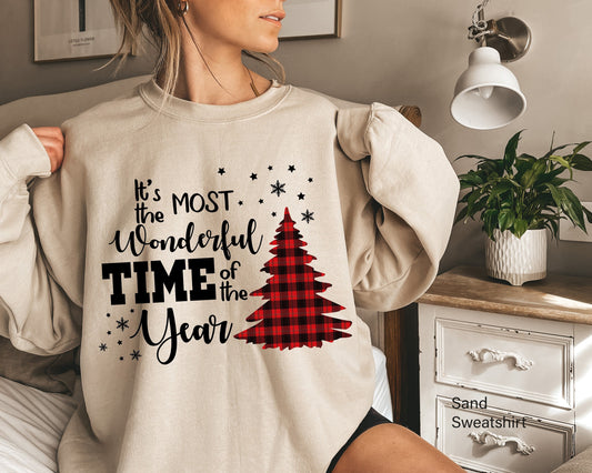 It is The Most Wonderful Time of The Year Sweatshirt, Christmas Sweatshirt, Cute Xmas Shirt, Vintage Red Christmas Truck Sweat, C6269