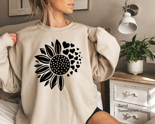 Flower Heart Sweatshirt, Flower Shirt, Wildflowers T-Shirts, Botanic Shirt, Plant Lady Shirt, Floral Shirt, Plant Mama Shirt, C6456