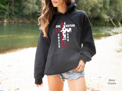Faith American Flag Sweatshirt, Independence Day Sweatshirt, Christian Gift, Fourth of July Hoodie, Patriotic US Flag Gift Idea, C6961