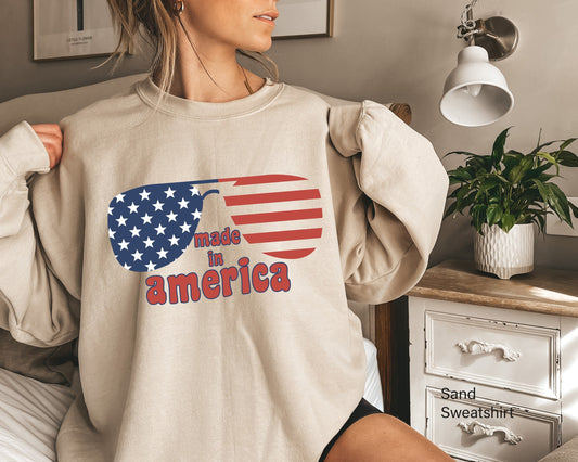 Made in America Crewneck, 4th of July Sweater, America Sweatshirt, Independence Sweatshirt, Red White Blue Sweatshirt, C6954