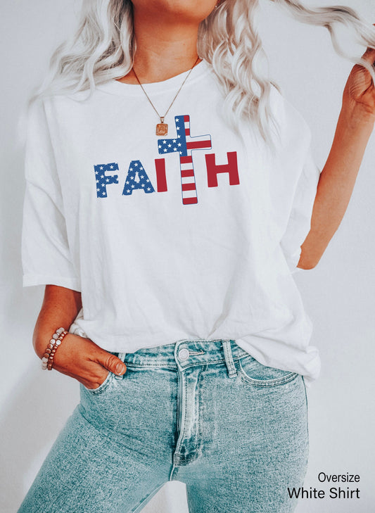 Faith American Flag Sweatshirt, Independence Day Sweatshirt, Christian Gift, Fourth of July Hoodie, Patriotic US Flag Gift Idea, C6961
