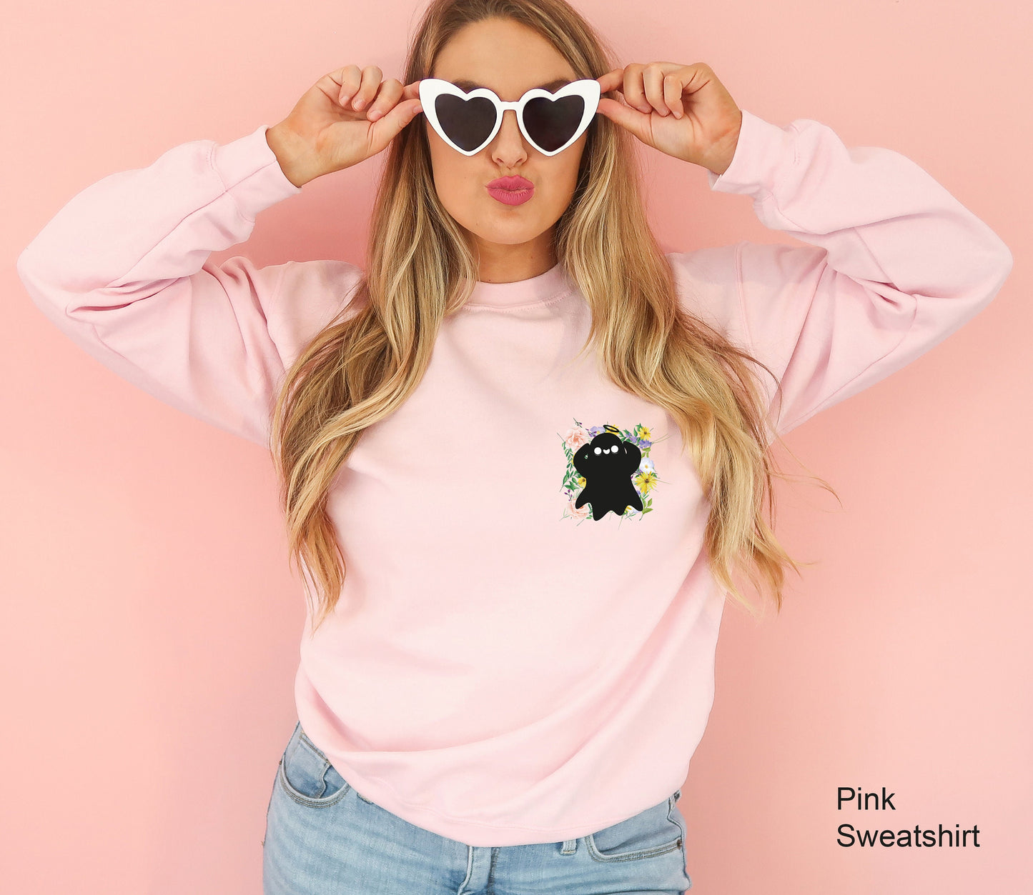 Halloween Ghost Sweatshirt,Halloween Party Hoodie, Floral boho Ghost Shirt,Trick or Treat Tee, Ghost Flowers Sweatshirt,Spooky Shirt,C7061