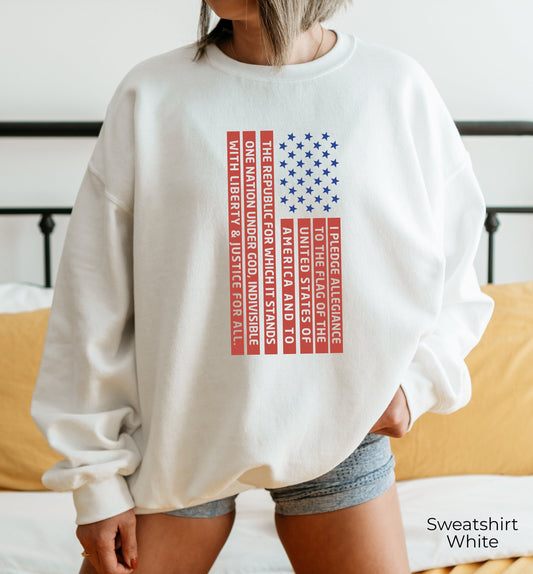 USA Flag Sweater, America Flag Sweatshirt, Cute 4th Of July Shirt, Usa Flag Crewneck, Merica Patriot, Pledge of Allegiance,C6955