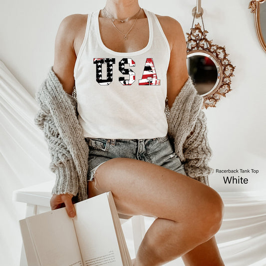 USA Flag Tanks,Cute July 4th Tshirt,Big USA Shirt,Trendy USA Racerback,America Tank Top,Patriot Tee, 4th of July Party Gift,Patriotic,C6828