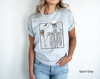 Skeleton Drinking Whiskey Halloween Shirts,Skeleton Selfie Tshirt,Skeletons Halloween Tee,Skull T-Shirts,Funny Halloween Party Gifts,C7035