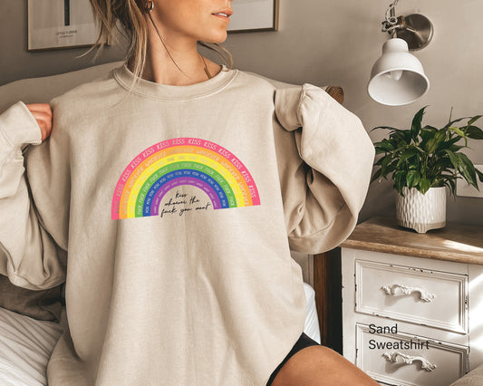 Kiss Whoever The Fuck You Want, LGBTQ Sweatshirt, Pride Hoodie, Trans Sweatshirt, LGBT Clothing, Pride Sweatshirt, LGBT, Gay Pride, C6981