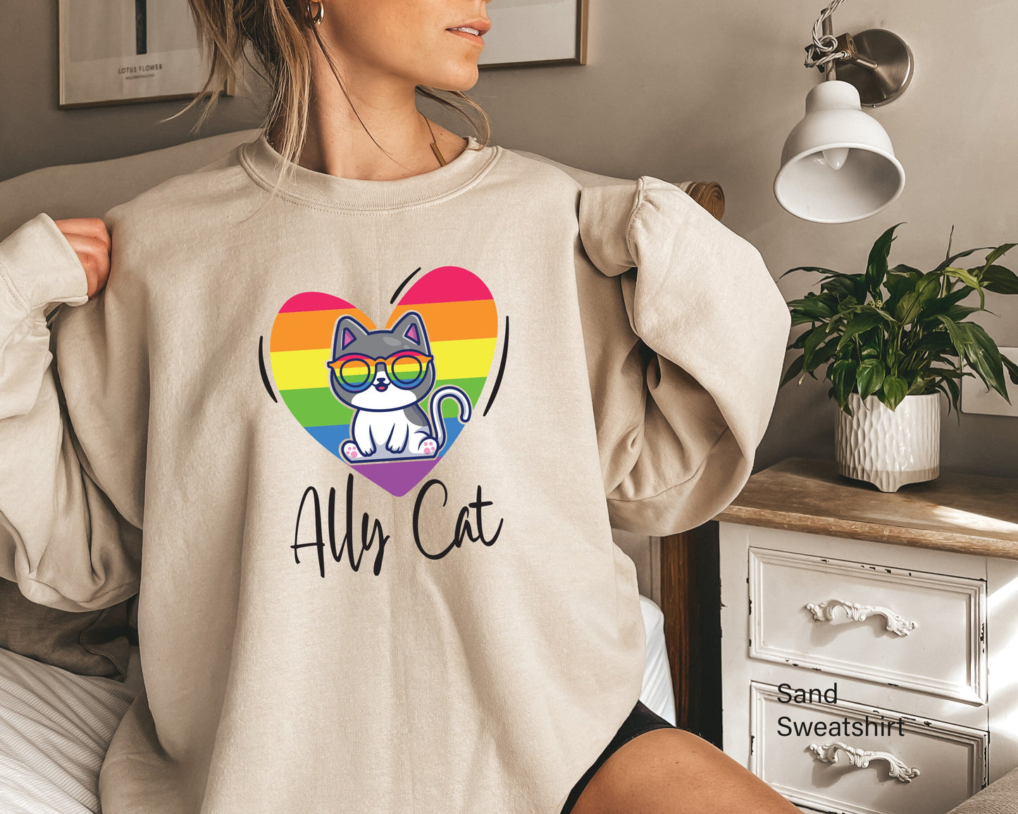 LGBT Ally Cat Sweatshirt, Queer Hoodie, Funny LGBTQ Sweatshirt Gift Idea, Ally Pride Outfit, LGBTQ Hoodie, Equality Sweatshirt, C7011