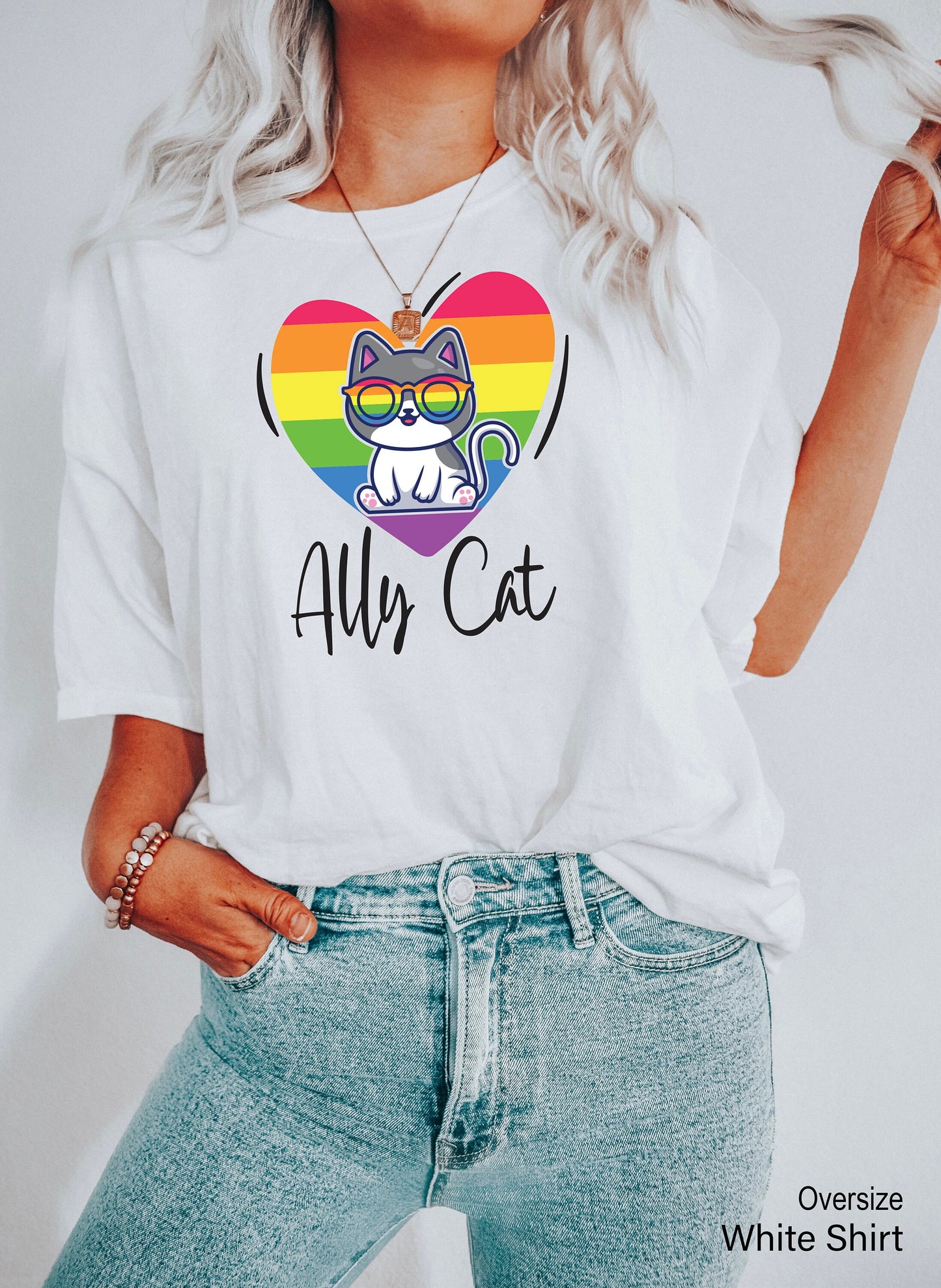 LGBT Ally Cat Sweatshirt, Queer Hoodie, Funny LGBTQ Sweatshirt Gift Idea, Ally Pride Outfit, LGBTQ Hoodie, Equality Sweatshirt, C7011