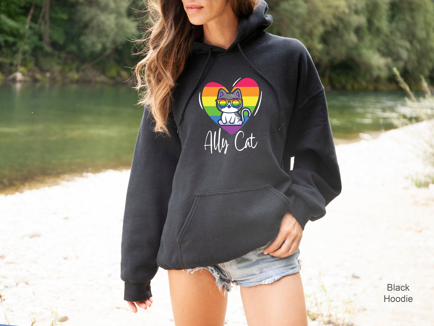 LGBT Ally Cat Sweatshirt, Queer Hoodie, Funny LGBTQ Sweatshirt Gift Idea, Ally Pride Outfit, LGBTQ Hoodie, Equality Sweatshirt, C7011