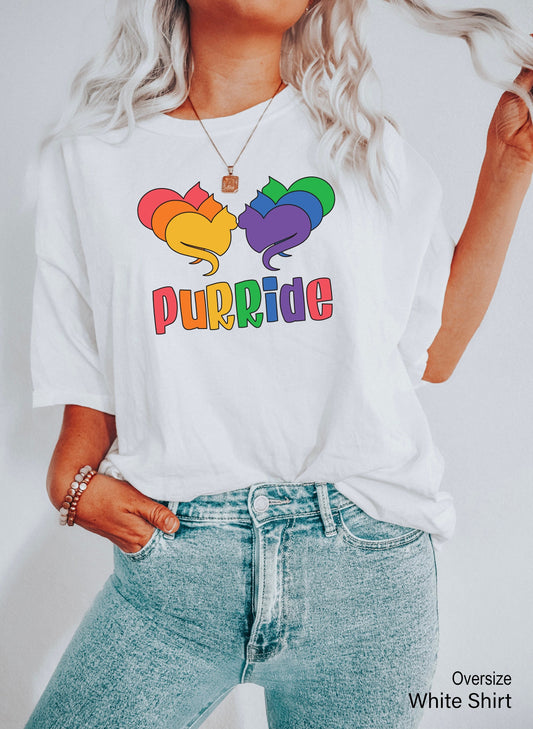 Purride Gay Pride Cat Shirt, LGBT Shirt, Pride Shirt, Rainbow Pride Shirt, Lesbian Shirt, Activist Shirt, Gay Pride LGBTQ Gift, C7013