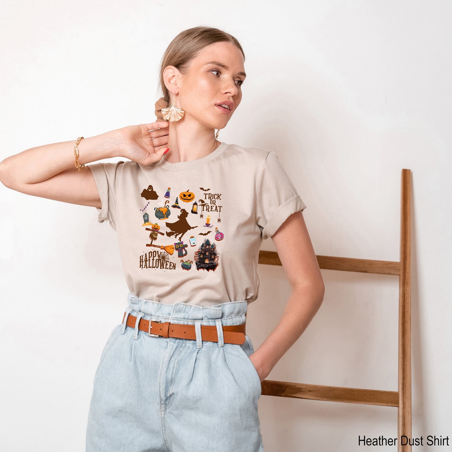 Halloween Shirt,Vintage Trick or Treat T-Shirt,Happy Halloween Racerback,Spooky Season Tshirt,Witch Tee,Halloween Party Costume Tshirt,C7022