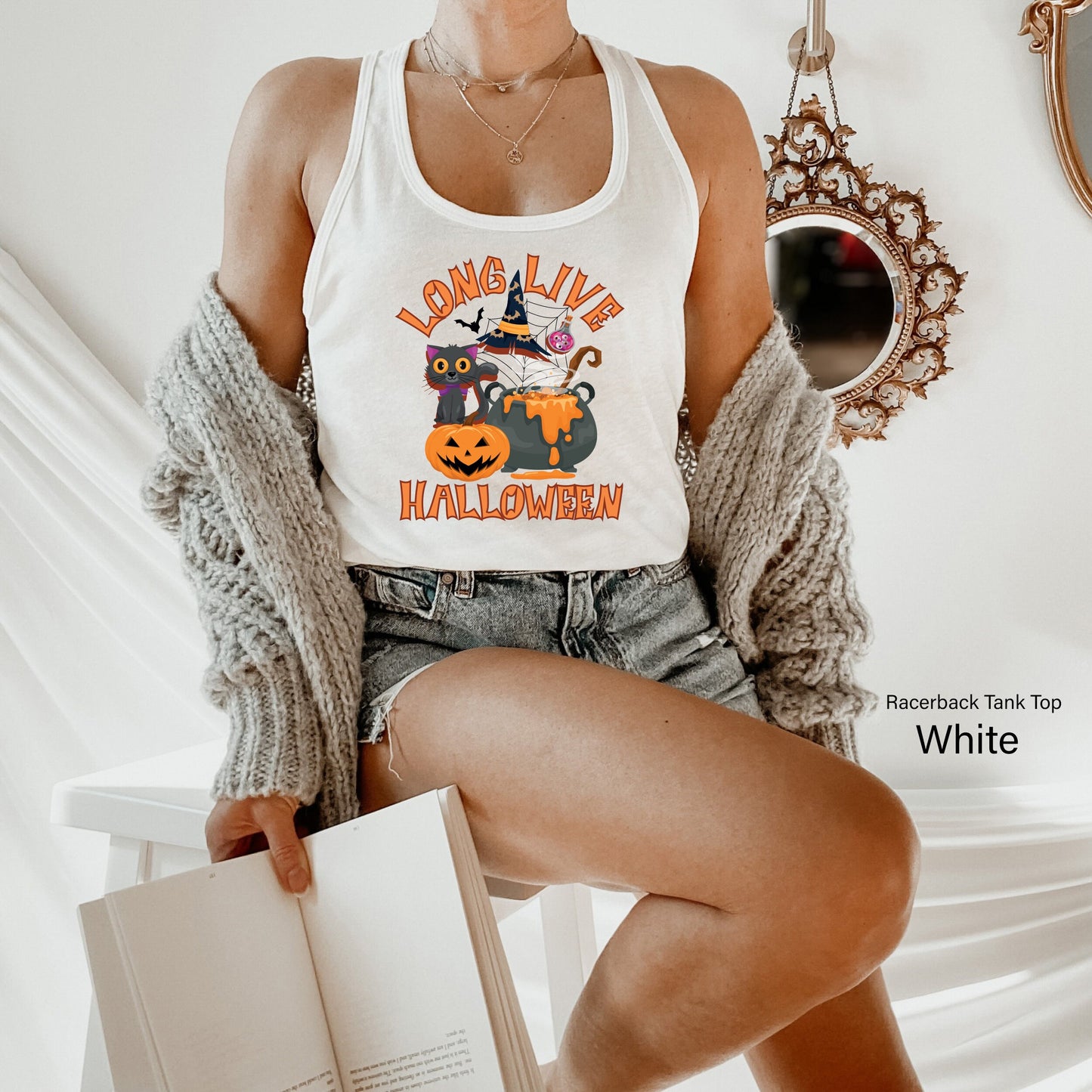 Halloween Shirt,Vintage Halloween Racerback,Funny Halloween Shirt,Fall Witchy Tee,Halloween Party Tee,Funny Halloween Costume,C7042