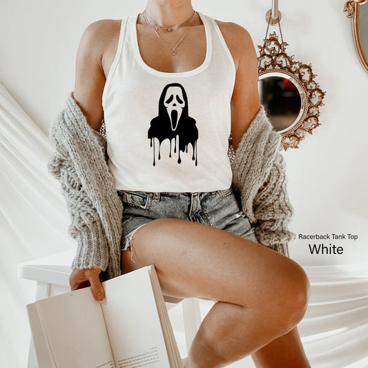 Scream Shirt,Ghostface Tank Tops,New Trendy Horror Tanks,Funny Halloween Tshirt,Ghost Scream Tees,Horror Movie Gift,Spooky Horror Tee ,C6450