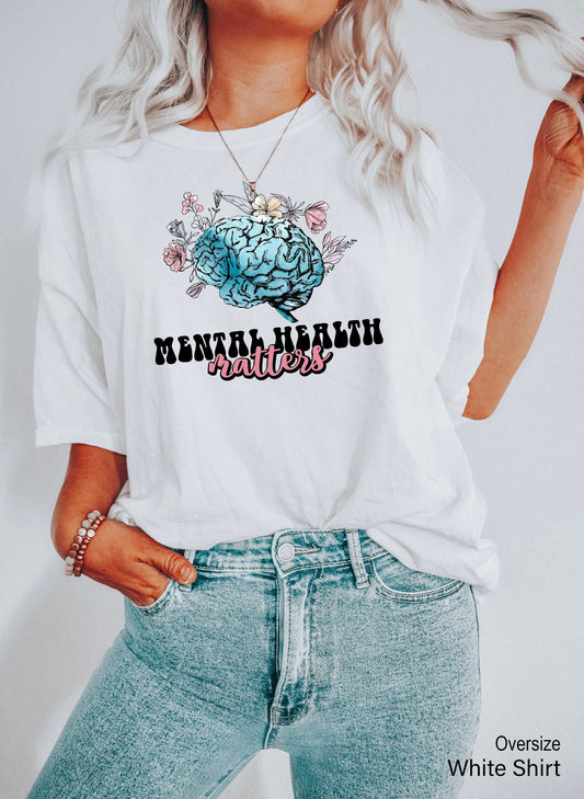 Mental Health Matters Shirt, Flower Racerback, Floral Brain, Health Shirt, Plant Lovers Gift, Gardening Gift, Mental Health Awareness, C7025