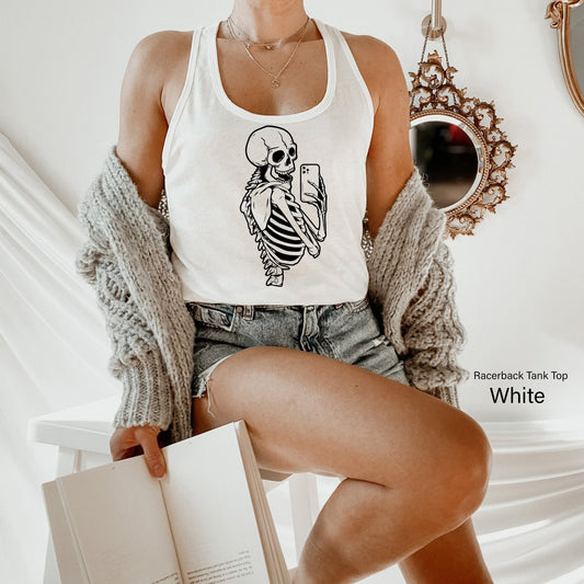 Skeleton Selfie Shirt,Selfie Tank Tops,Skeleton Sweatshirt,Trendy HalloweenHoodie,Skeleton Hand Halloween,Skull Shirt,Halloween Gift,C6641