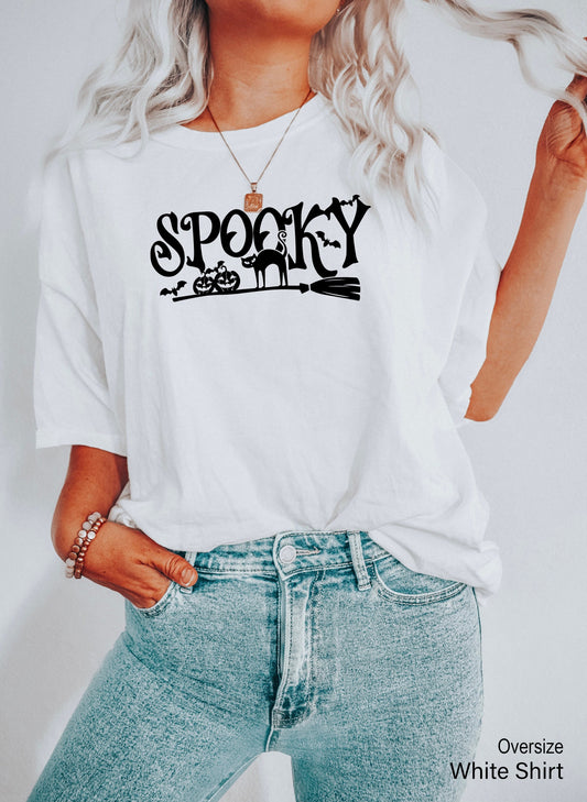 Spooky Shirts,Trendy Spooky Season Tshirt,Halloween T-shirt,Spooky Vibes Shirt,Pumpkin Fall T shirt,Witch Broom Tee,Gift For Halloween,C7059