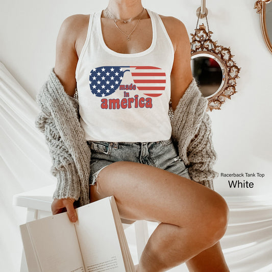 Made in America Tanks,Big America Shirt,4th of Tank Top,Independence Day Racer Back,Patriotic Tshirt,Cute 4th of July T-Shirt,USA Tee,C6954