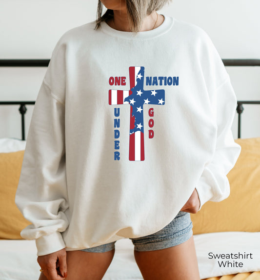 Christian One Nation Under God Blessed Is Nation American Flag Sweatshirt, Freedom Sweatshirt, 1776, Patriot Gift Sweatshirt, C6960