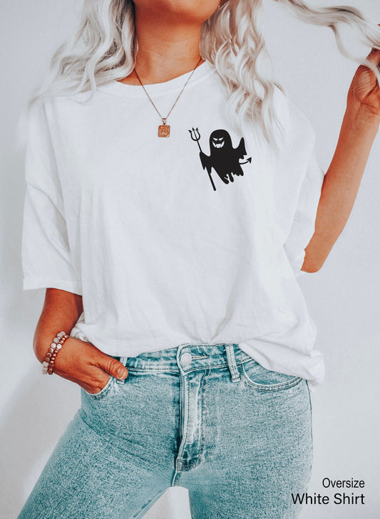 Trendy Halloween Ghost Shirt,Cute Halloween Tshirts,Funny Halloween Spooky Tops,Trendy Halloween Party Tee,Gift For Halloween T Shirts,C7054