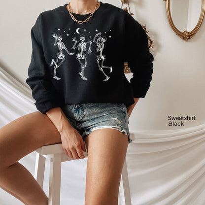Dancing Skeletons Halloween Sweatshirt,Skeletons Halloween Hoodie,Skeletons Dancing Shirt,Halloween Party Dancing Skeleton Shirt,C7135
