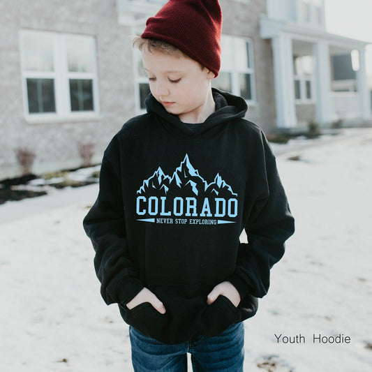 Colorado Kids Sweatshirt,Youth Winter Ski Hoodie,Colorado Lover Shirt,Colorado Traveler,Holiday Tshirts,Colorado Gift,Rocky Mountains,C5962