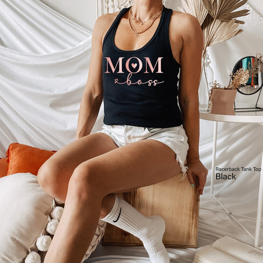 Mom Boss Tank Tops,Trendy Mom Boss Shirt,Funny Boss Mama Tshirt,Cute Mom Gift,Mama T Shirt,Mom Racer Back,Gifts for Mom,New Mom,Gift, C5645