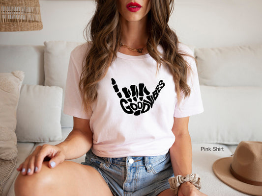 Goodvibes Shirt,Skull Sweatshirt,Gothic Skeleton Tshirt,Skeleton Hand Hoodie,Trendy Skeletons Oversized Sweatshirt,Funny Skull Sweater,C6381