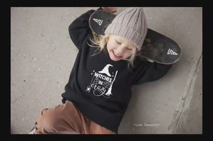 Witches Be Crazy Kids Sweatshirt,Halloween Kids Hoodie,Halloween Youth Shirt,Halloween Sweatshirt,Boo Kids,C5321K