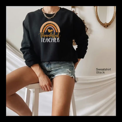 Thankful Rainbow Teacher Shirt, Thankful Shirt,Thanksgiving Shirt,Thanksgiving Tee, Grateful Shirt, Fall Shirt, Fall Teacher Shirt,C6085